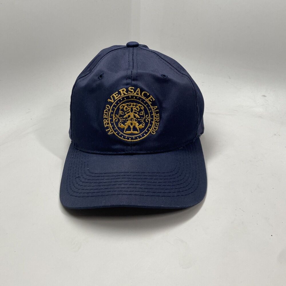 Versace Navy Blue Baseball Cap with Gold Embroidered Logo